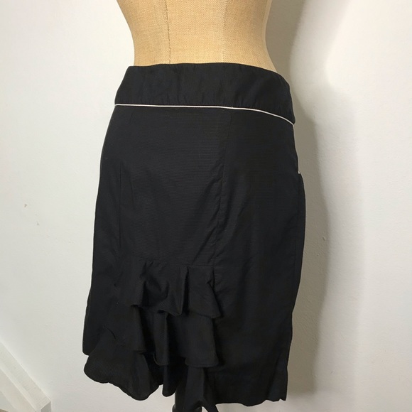 Anthropologie Floreat Black Ruffle Pencil Skirt - Picture 4 of 7